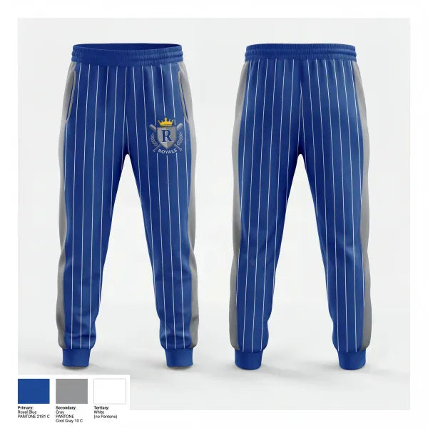 Sweatpants, Royals, Baseball, Teamtime, Team time, sublimation, custom sports apparel, team uniforms, spirit wear, spiritwear, sports uniforms, custom shirts, team store, custom team store, fundraiser sports, apparel fundraiser
