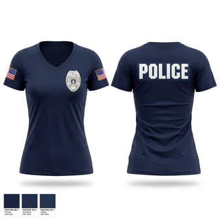 Womens Short Sleeve Vneck Shirt, 377th DAF Police, Air Force, Teamtime, Team time, sublimation, custom sports apparel, team uniforms, spirit wear, spiritwear, sports uniforms, custom shirts, team store, custom team store, fundraiser sports, apparel fundraiser