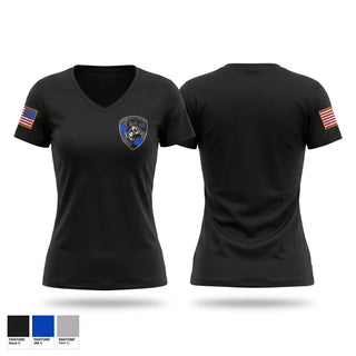 Womens Short Sleeve Vneck Shirt, Florence PD K9- Unit, Police, Teamtime, Team time, sublimation, custom sports apparel, team uniforms, spirit wear, spiritwear, sports uniforms, custom shirts, team store, custom team store, fundraiser sports, apparel fundraiser