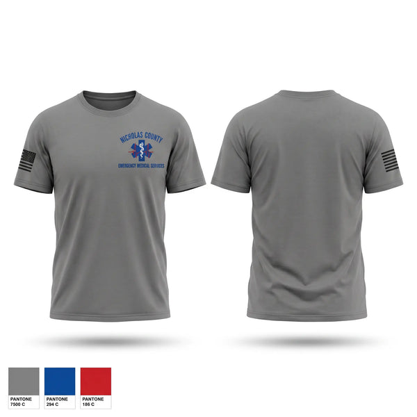 Old School Cotton Feel Shirt, Nicholas County EMS, EMS/EMT, Teamtime, Team time, sublimation, custom sports apparel, team uniforms, spirit wear, spiritwear, sports uniforms, custom shirts, team store, custom team store, fundraiser sports, apparel fundraiser