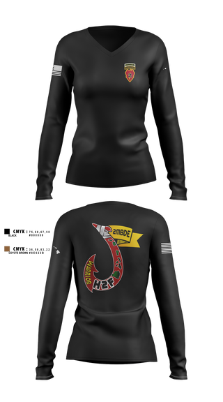 Womens Long Sleeve Vneck Shirt, H2F, 2nd Mobile Brigade, 25th Infantry Division, Army, Teamtime, Team time, sublimation, custom sports apparel, team uniforms, spirit wear, spiritwear, sports uniforms, custom shirts, team store, custom team store, fundraiser sports, apparel fundraiser