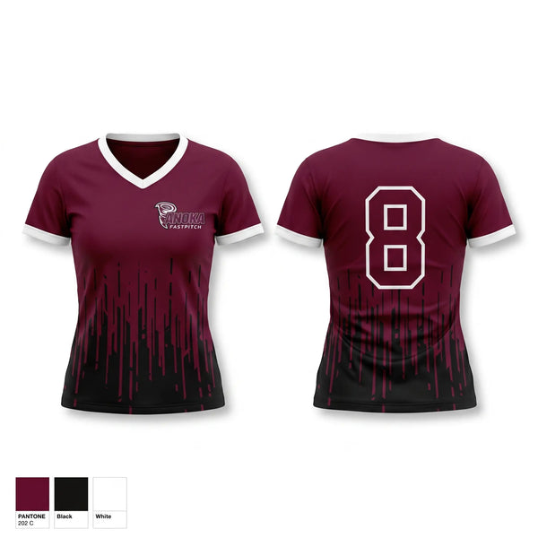 Womens Short Sleeve Vneck Shirt, Anoka Tornadoes, Softball, Teamtime, Team time, sublimation, custom sports apparel, team uniforms, spirit wear, spiritwear, sports uniforms, custom shirts, team store, custom team store, fundraiser sports, apparel fundraiser
