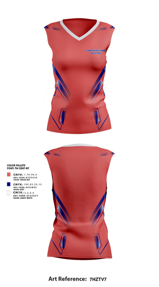 Sleeveless Performance Shirt, Frontier Red Hawks, Women's Volleyball, Teamtime, Team time, sublimation, custom sports apparel, team uniforms, spirit wear, spiritwear, sports uniforms, custom shirts, team store, custom team store, fundraiser sports, apparel fundraiser