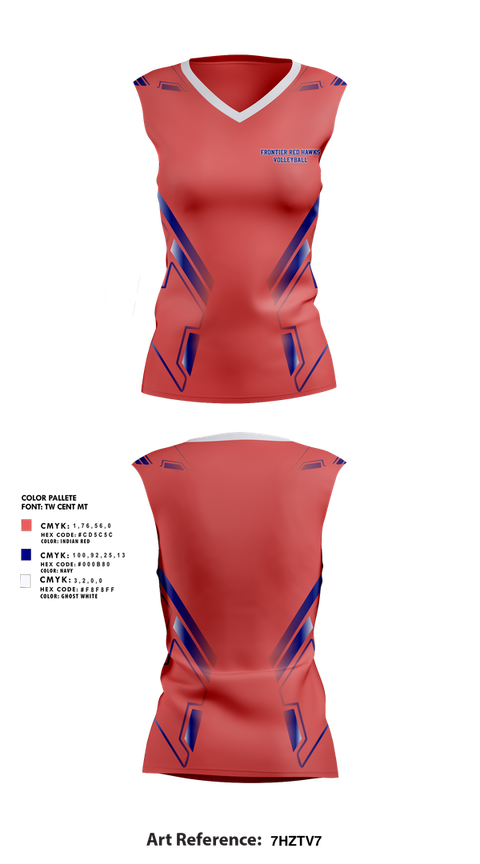 Sleeveless Performance Shirt, Frontier Red Hawks, Women's Volleyball, Teamtime, Team time, sublimation, custom sports apparel, team uniforms, spirit wear, spiritwear, sports uniforms, custom shirts, team store, custom team store, fundraiser sports, apparel fundraiser
