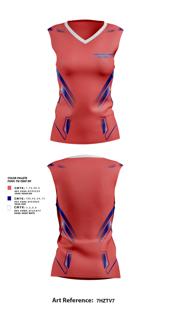 Sleeveless Performance Shirt, Frontier Red Hawks, Women's Volleyball, Teamtime, Team time, sublimation, custom sports apparel, team uniforms, spirit wear, spiritwear, sports uniforms, custom shirts, team store, custom team store, fundraiser sports, apparel fundraiser