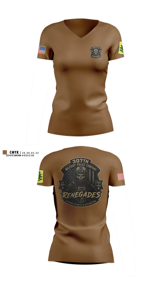 Womens Short Sleeve Vneck Shirt, 307TH Military Police Company, Army, Teamtime, Team time, sublimation, custom sports apparel, team uniforms, spirit wear, spiritwear, sports uniforms, custom shirts, team store, custom team store, fundraiser sports, apparel fundraiser