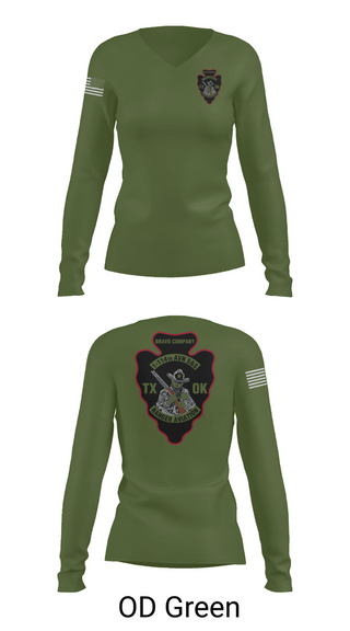 Womens Long Sleeve Vneck Shirt, B CO 1-114TH AVN S&S, Army, Teamtime, Team time, sublimation, custom sports apparel, team uniforms, spirit wear, spiritwear, sports uniforms, custom shirts, team store, custom team store, fundraiser sports, apparel fundraiser