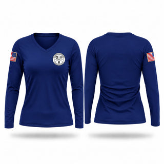 Womens Long Sleeve Vneck Shirt, Salem Police Department, Police, Teamtime, Team time, sublimation, custom sports apparel, team uniforms, spirit wear, spiritwear, sports uniforms, custom shirts, team store, custom team store, fundraiser sports, apparel fundraiser