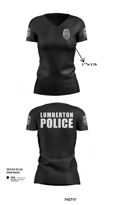 LUMBERTON POLICE 73149623 Women's Short Sleeve V-neck Shirt - 103