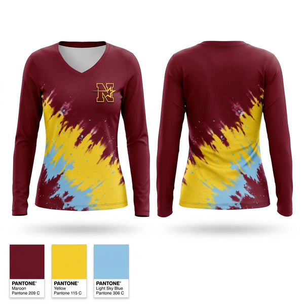 Womens Long Sleeve Vneck Shirt, North Middle School Cross Country, Cross Country, Teamtime, Team time, sublimation, custom sports apparel, team uniforms, spirit wear, spiritwear, sports uniforms, custom shirts, team store, custom team store, fundraiser sports, apparel fundraiser