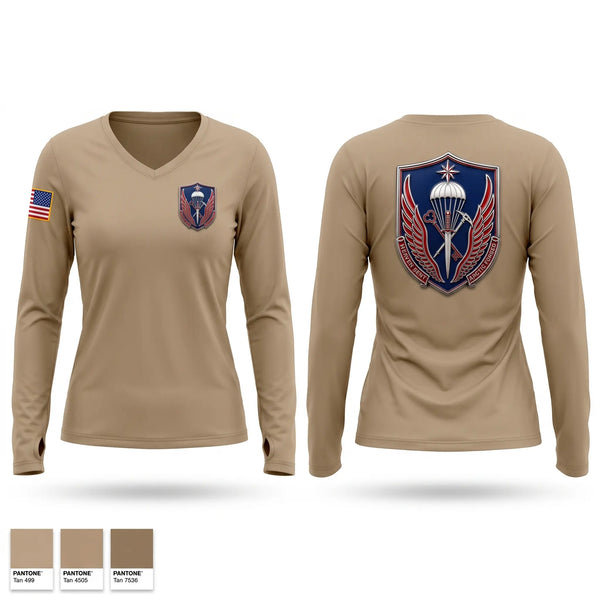 Womens Long Sleeve Vneck Shirt, 11th ADSB, Army, Teamtime, Team time, sublimation, custom sports apparel, team uniforms, spirit wear, spiritwear, sports uniforms, custom shirts, team store, custom team store, fundraiser sports, apparel fundraiser