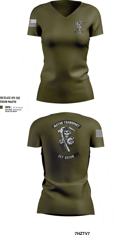 1st Recon 29773474 Women's Short Sleeve V-neck Shirt - 100