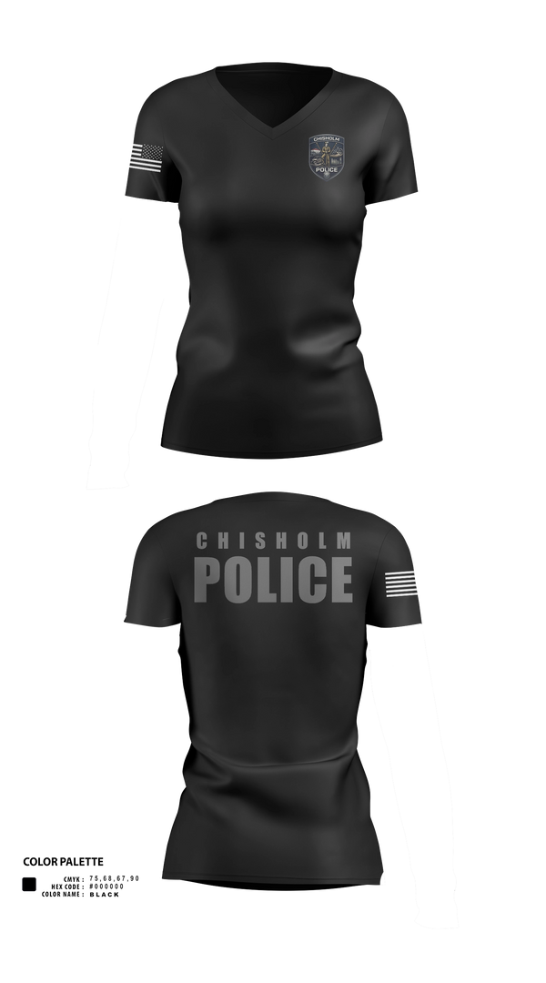 Womens Short Sleeve Vneck Shirt, Chisholm Police Department, Police, Teamtime, Team time, sublimation, custom sports apparel, team uniforms, spirit wear, spiritwear, sports uniforms, custom shirts, team store, custom team store, fundraiser sports, apparel fundraiser