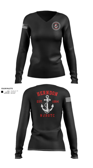Womens Long Sleeve Vneck Shirt, Hornet Battalion, Spirit Store, Teamtime, Team time, sublimation, custom sports apparel, team uniforms, spirit wear, spiritwear, sports uniforms, custom shirts, team store, custom team store, fundraiser sports, apparel fundraiser