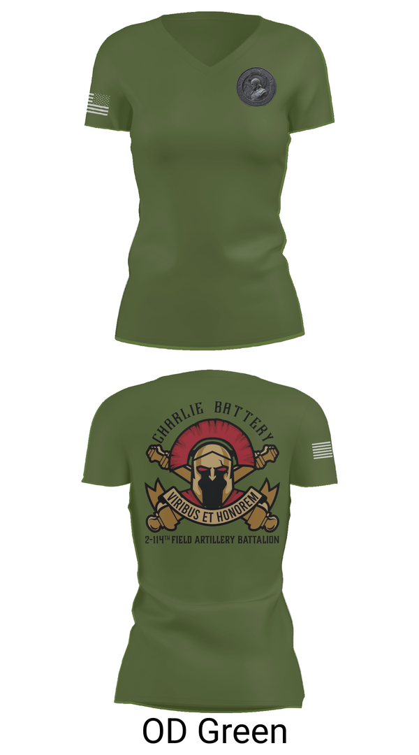 Womens Short Sleeve Vneck Shirt, Charlie Battery 2-114th FA, , Teamtime, Team time, sublimation, custom sports apparel, team uniforms, spirit wear, spiritwear, sports uniforms, custom shirts, team store, custom team store, fundraiser sports, apparel fundraiser