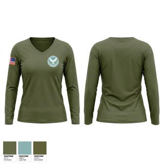 Womens Long Sleeve Vneck Shirt, 82nd Airborne Division, Army, Teamtime, Team time, sublimation, custom sports apparel, team uniforms, spirit wear, spiritwear, sports uniforms, custom shirts, team store, custom team store, fundraiser sports, apparel fundraiser