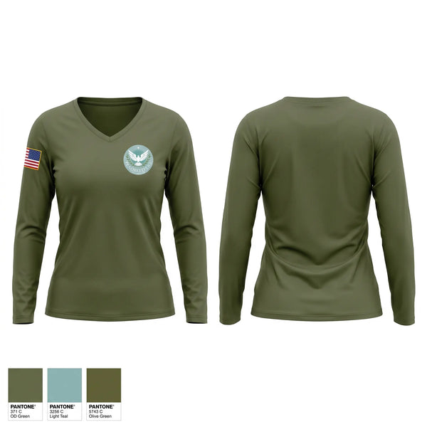 Womens Long Sleeve Vneck Shirt, 82nd Airborne Division, Army, Teamtime, Team time, sublimation, custom sports apparel, team uniforms, spirit wear, spiritwear, sports uniforms, custom shirts, team store, custom team store, fundraiser sports, apparel fundraiser