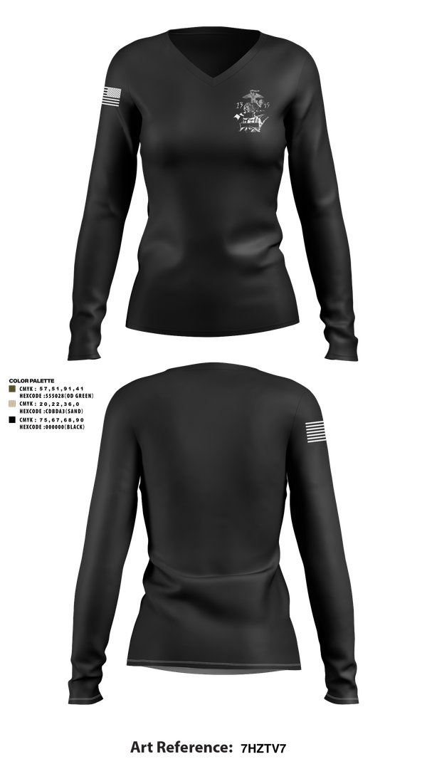 Womens Long Sleeve Vneck Shirt, 1345, Marines, Teamtime, Team time, sublimation, custom sports apparel, team uniforms, spirit wear, spiritwear, sports uniforms, custom shirts, team store, custom team store, fundraiser sports, apparel fundraiser
