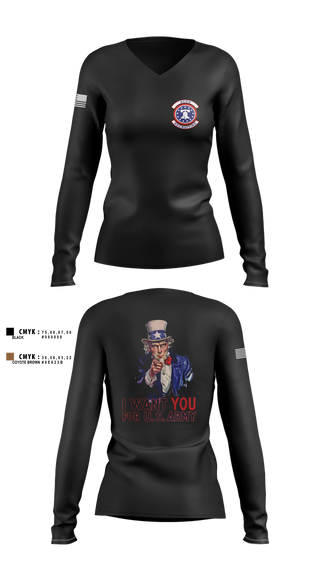Womens Long Sleeve Vneck Shirt, US Army I Want You, Army, Teamtime, Team time, sublimation, custom sports apparel, team uniforms, spirit wear, spiritwear, sports uniforms, custom shirts, team store, custom team store, fundraiser sports, apparel fundraiser