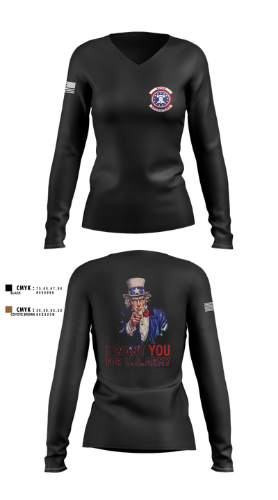 US Army I Want You 76454793 Women's Long Sleeve V-neck Shirt - 3