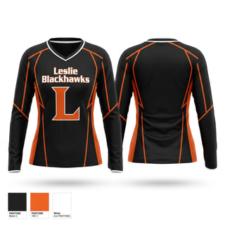 Womens Long Sleeve Vneck Shirt, Leslie Blackhawks, Wrestling, Teamtime, Team time, sublimation, custom sports apparel, team uniforms, spirit wear, spiritwear, sports uniforms, custom shirts, team store, custom team store, fundraiser sports, apparel fundraiser