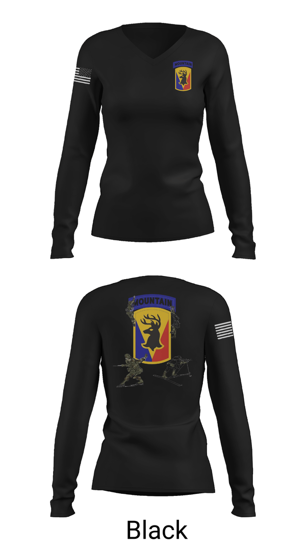 Womens Long Sleeve Vneck Shirt, 86th IBCT, Army, Teamtime, Team time, sublimation, custom sports apparel, team uniforms, spirit wear, spiritwear, sports uniforms, custom shirts, team store, custom team store, fundraiser sports, apparel fundraiser
