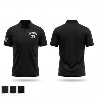 Short Sleeve Performance Polo, Medic 77, Fire Department, Teamtime, Team time, sublimation, custom sports apparel, team uniforms, spirit wear, spiritwear, sports uniforms, custom shirts, team store, custom team store, fundraiser sports, apparel fundraiser
