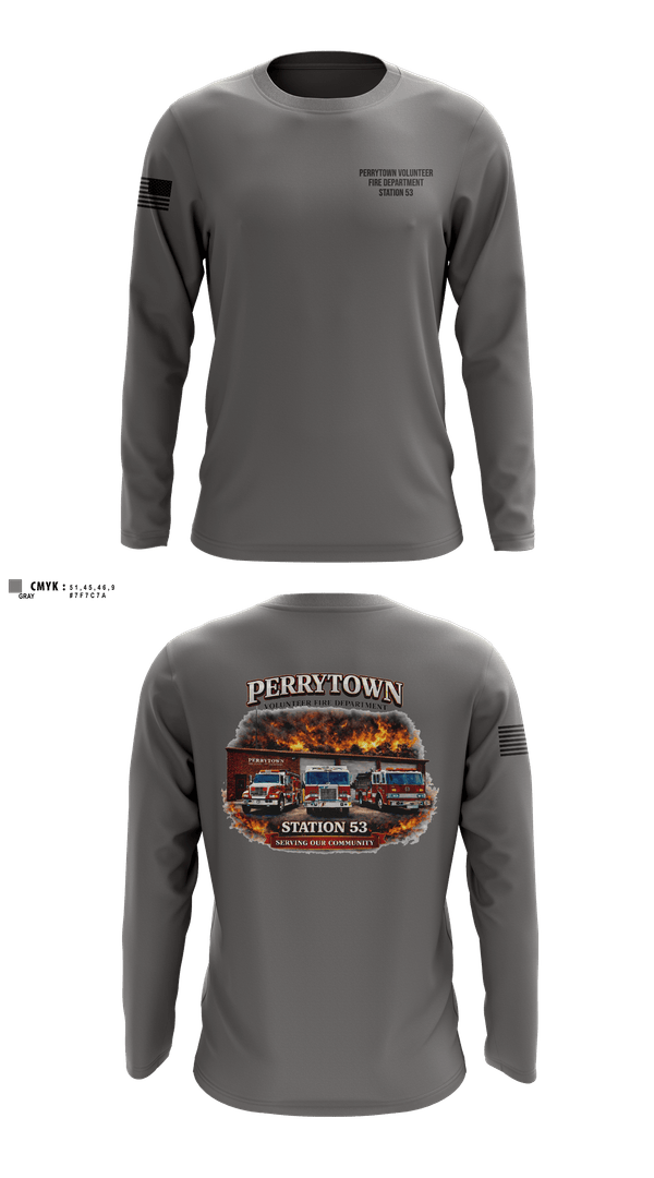 Long Sleeve Performance Shirt, Perrytown Volunteer Fire Department, Fire Department, Teamtime, Team time, sublimation, custom sports apparel, team uniforms, spirit wear, spiritwear, sports uniforms, custom shirts, team store, custom team store, fundraiser sports, apparel fundraiser