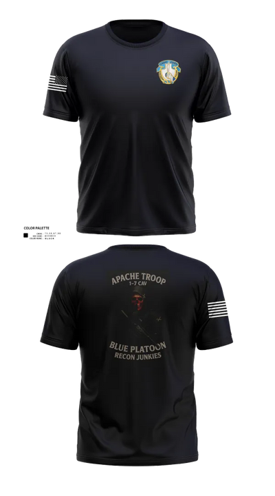 1-7 Cavlary Division Apache Troop Blue Platoon Recon Junkies Short Sleeve Performance Shirt - 21