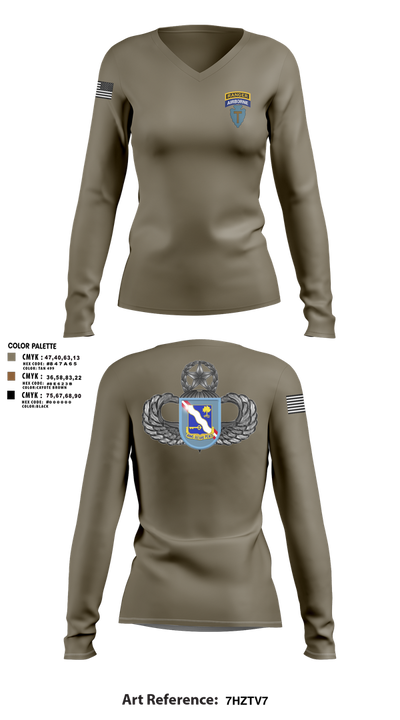 1-143rd airborne infantry regiment 54529572 Women's Long Sleeve V-neck Shirt - 101