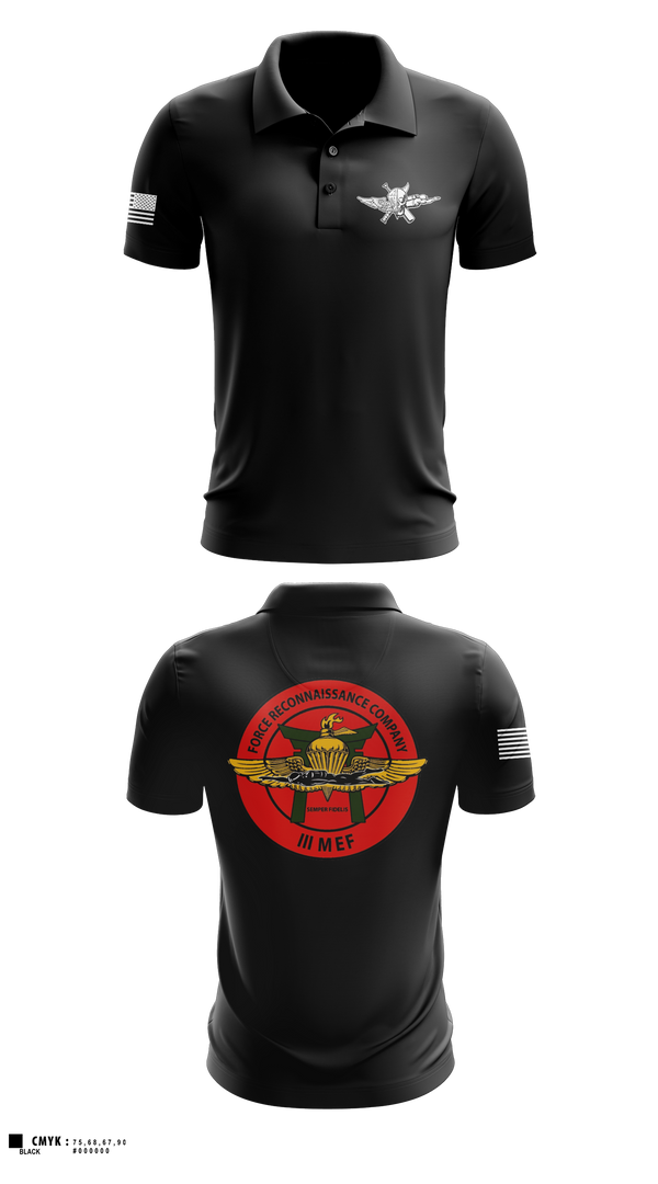 Short Sleeve Performance Polo, 3rd Reconnaissance Battalion, Force Co, Marines, Teamtime, Team time, sublimation, custom sports apparel, team uniforms, spirit wear, spiritwear, sports uniforms, custom shirts, team store, custom team store, fundraiser sports, apparel fundraiser
