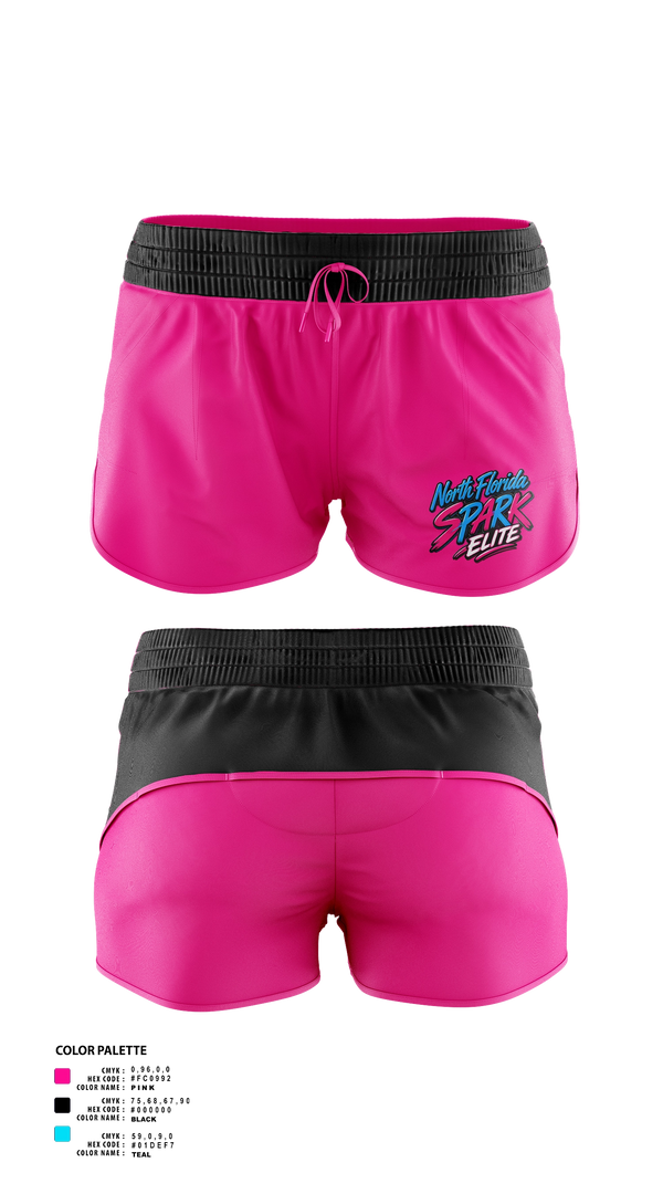 Womens Shorts, North Florida Spark, Softball, Teamtime, Team time, sublimation, custom sports apparel, team uniforms, spirit wear, spiritwear, sports uniforms, custom shirts, team store, custom team store, fundraiser sports, apparel fundraiser