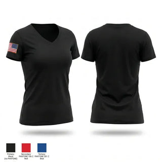 Womens Short Sleeve Vneck Shirt, Varina highschool njrotc, Navy, Teamtime, Team time, sublimation, custom sports apparel, team uniforms, spirit wear, spiritwear, sports uniforms, custom shirts, team store, custom team store, fundraiser sports, apparel fundraiser