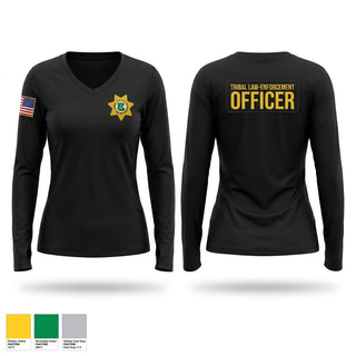 Womens Long Sleeve Vneck Shirt, Tribal Law Enforcement, Police, Teamtime, Team time, sublimation, custom sports apparel, team uniforms, spirit wear, spiritwear, sports uniforms, custom shirts, team store, custom team store, fundraiser sports, apparel fundraiser