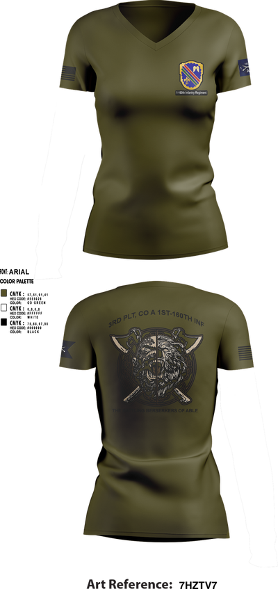 Co A, 1st-160th INF, 79th IBCT 97835057 Women's Short Sleeve V-neck Shirt - 1