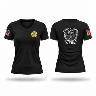 Womens Short Sleeve Vneck Shirt, Cameron County Sheriff's Office CERT, Police, Teamtime, Team time, sublimation, custom sports apparel, team uniforms, spirit wear, spiritwear, sports uniforms, custom shirts, team store, custom team store, fundraiser sports, apparel fundraiser