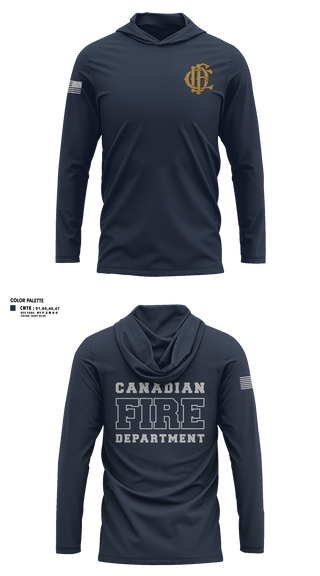 Long Sleeve Performance Shirt with hood, Canadian Volunteer Fire Department, Fire Department, Teamtime, Team time, sublimation, custom sports apparel, team uniforms, spirit wear, spiritwear, sports uniforms, custom shirts, team store, custom team store, fundraiser sports, apparel fundraiser