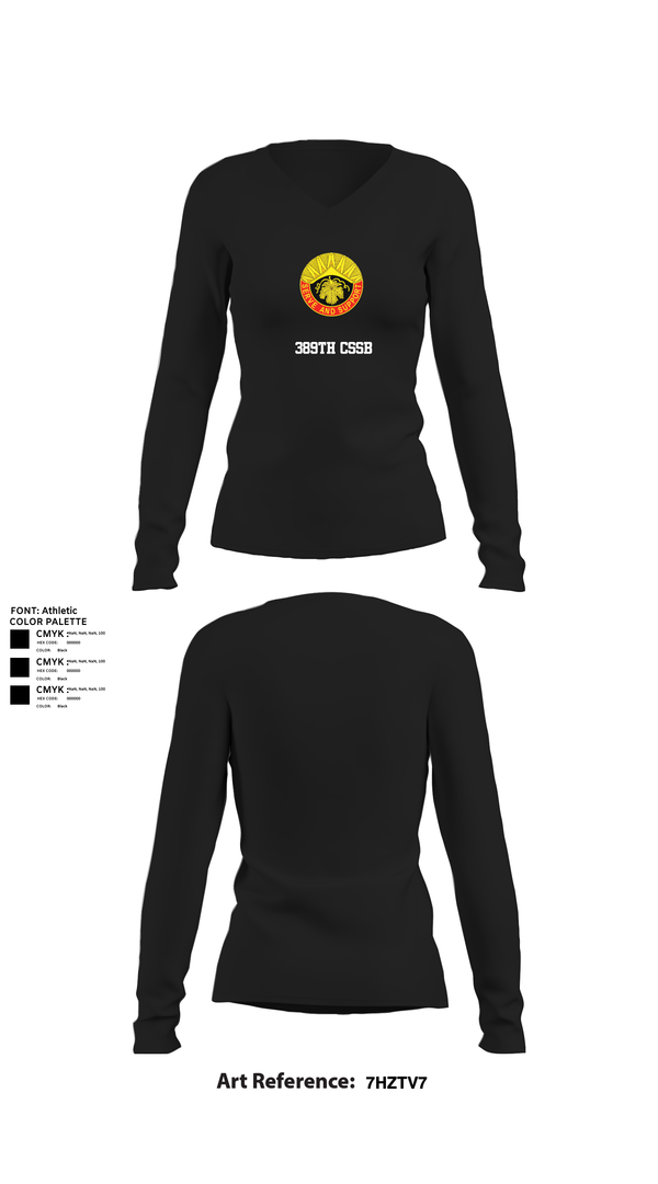 Womens Long Sleeve Vneck Shirt, 389th CSSB, , Teamtime, Team time, sublimation, custom sports apparel, team uniforms, spirit wear, spiritwear, sports uniforms, custom shirts, team store, custom team store, fundraiser sports, apparel fundraiser