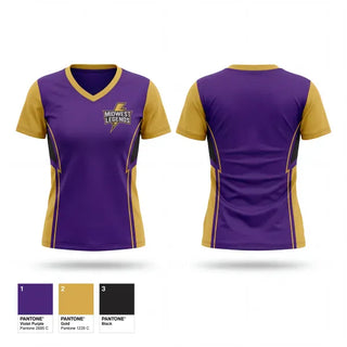 Womens Short Sleeve Vneck Shirt, Midwest Legends, Cheer, Teamtime, Team time, sublimation, custom sports apparel, team uniforms, spirit wear, spiritwear, sports uniforms, custom shirts, team store, custom team store, fundraiser sports, apparel fundraiser