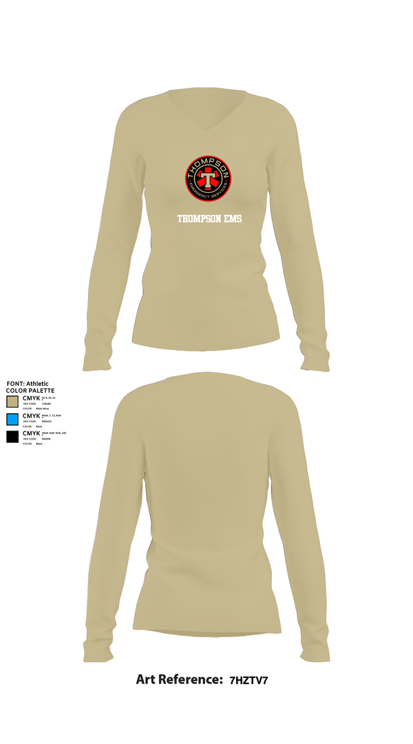 Womens Long Sleeve Vneck Shirt, Thompson EMS, , Teamtime, Team time, sublimation, custom sports apparel, team uniforms, spirit wear, spiritwear, sports uniforms, custom shirts, team store, custom team store, fundraiser sports, apparel fundraiser