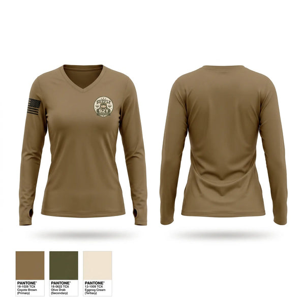 Womens Long Sleeve Vneck Shirt, 71ST CBRN SUPPLY, Army, Teamtime, Team time, sublimation, custom sports apparel, team uniforms, spirit wear, spiritwear, sports uniforms, custom shirts, team store, custom team store, fundraiser sports, apparel fundraiser