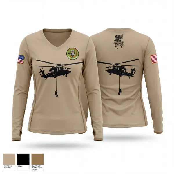 Womens Long Sleeve Vneck Shirt, C Co 2-104th GSAB, Army, Teamtime, Team time, sublimation, custom sports apparel, team uniforms, spirit wear, spiritwear, sports uniforms, custom shirts, team store, custom team store, fundraiser sports, apparel fundraiser