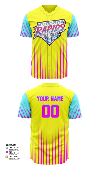Full Button Baseball Jersey, Mystic River Rapids, Baseball, Teamtime, Team time, sublimation, custom sports apparel, team uniforms, spirit wear, spiritwear, sports uniforms, custom shirts, team store, custom team store, fundraiser sports, apparel fundraiser