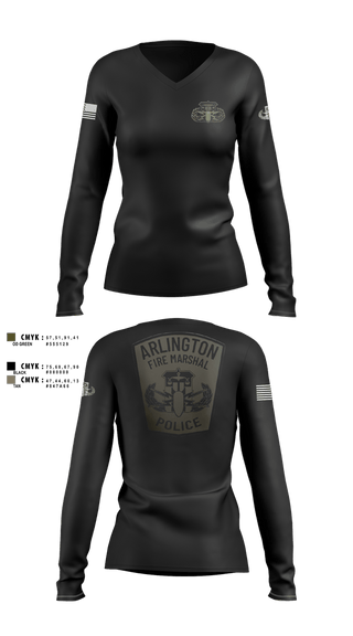 Womens Long Sleeve Vneck Shirt, Arlington County Bomb Squad, Fire Department, Teamtime, Team time, sublimation, custom sports apparel, team uniforms, spirit wear, spiritwear, sports uniforms, custom shirts, team store, custom team store, fundraiser sports, apparel fundraiser