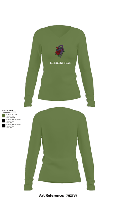 Red WarriorsCobras 84767379 Women's Long Sleeve V-neck Shirt - 17