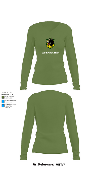 Womens Long Sleeve Vneck Shirt, 93D MP DET (MWD), , Teamtime, Team time, sublimation, custom sports apparel, team uniforms, spirit wear, spiritwear, sports uniforms, custom shirts, team store, custom team store, fundraiser sports, apparel fundraiser