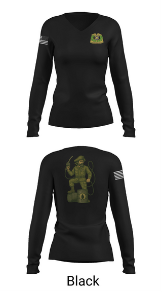 Womens Long Sleeve Vneck Shirt, 877th Quartermaster Company, Army, Teamtime, Team time, sublimation, custom sports apparel, team uniforms, spirit wear, spiritwear, sports uniforms, custom shirts, team store, custom team store, fundraiser sports, apparel fundraiser