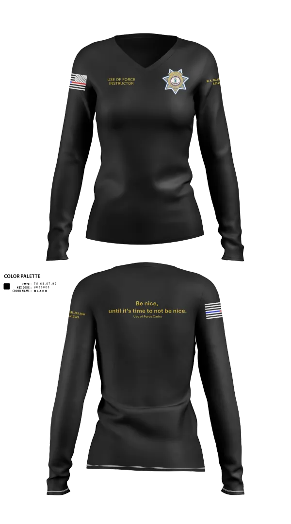 Womens Long Sleeve Vneck Shirt, Stafford County Fire Marshal's Office, Police, Teamtime, Team time, sublimation, custom sports apparel, team uniforms, spirit wear, spiritwear, sports uniforms, custom shirts, team store, custom team store, fundraiser sports, apparel fundraiser