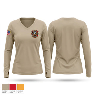 Womens Long Sleeve Vneck Shirt, Milwaukee Fire Department Training Division, Fire Department, Teamtime, Team time, sublimation, custom sports apparel, team uniforms, spirit wear, spiritwear, sports uniforms, custom shirts, team store, custom team store, fundraiser sports, apparel fundraiser