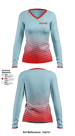 Womens Long Sleeve Vneck Shirt, Porterville Rampage 10u, Softball, Teamtime, Team time, sublimation, custom sports apparel, team uniforms, spirit wear, spiritwear, sports uniforms, custom shirts, team store, custom team store, fundraiser sports, apparel fundraiser